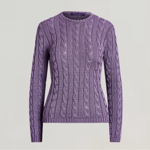 NEW Ralph Lauren Purple Label COLLECTION Cable-Knit Silk Crew Sweater Size XS - Picture 4 of 16